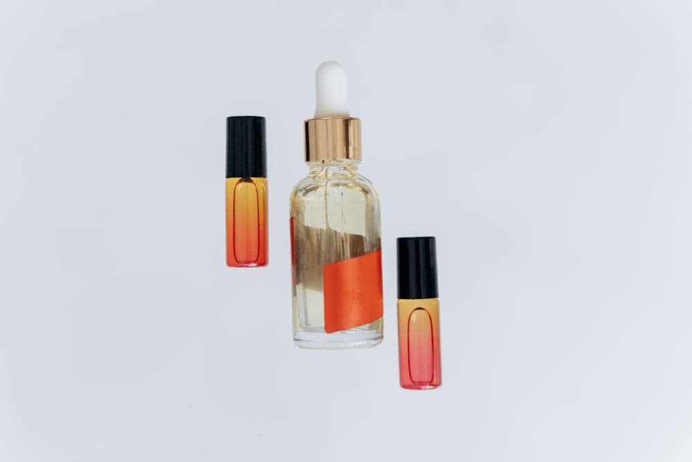A facial oil dropper bottle